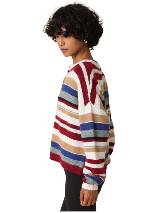 Clara Striped Button-Up Cardigan