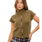 Jenna Button Up Knit Top - Olive
