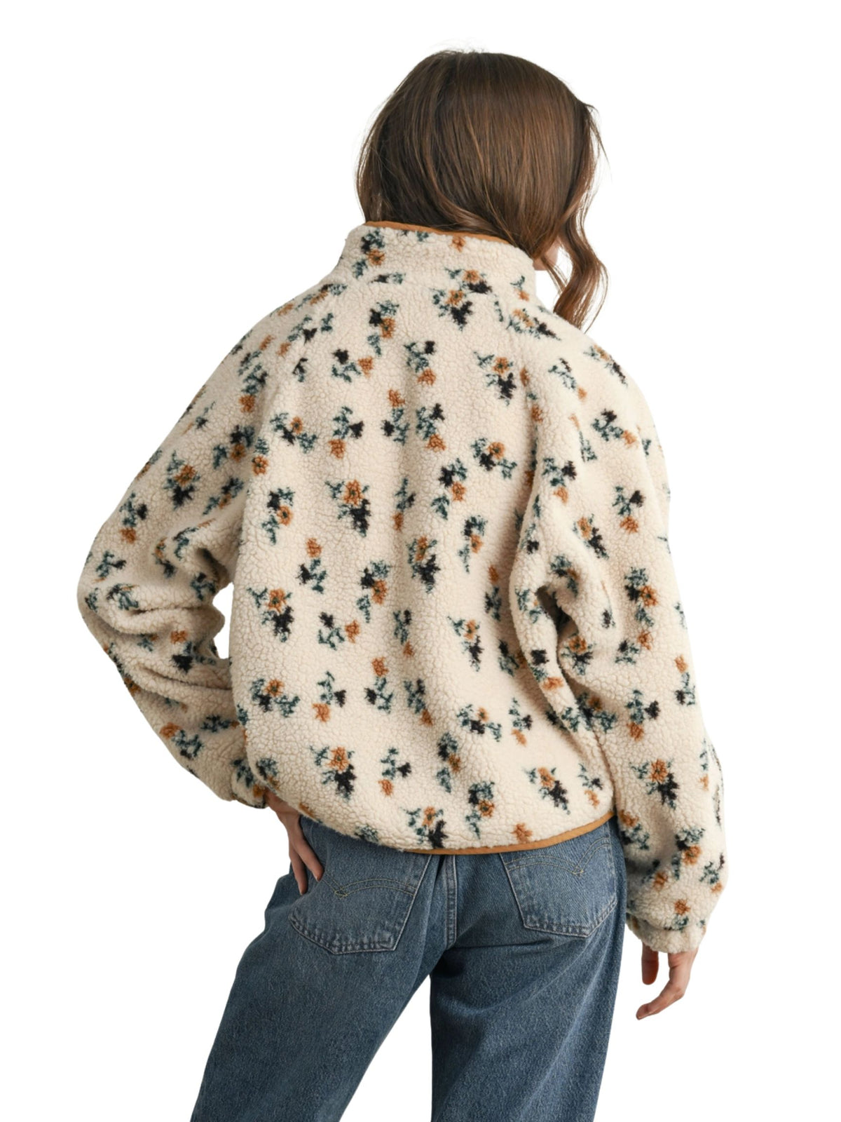 Floral Print Fluffy Fleece Jacket