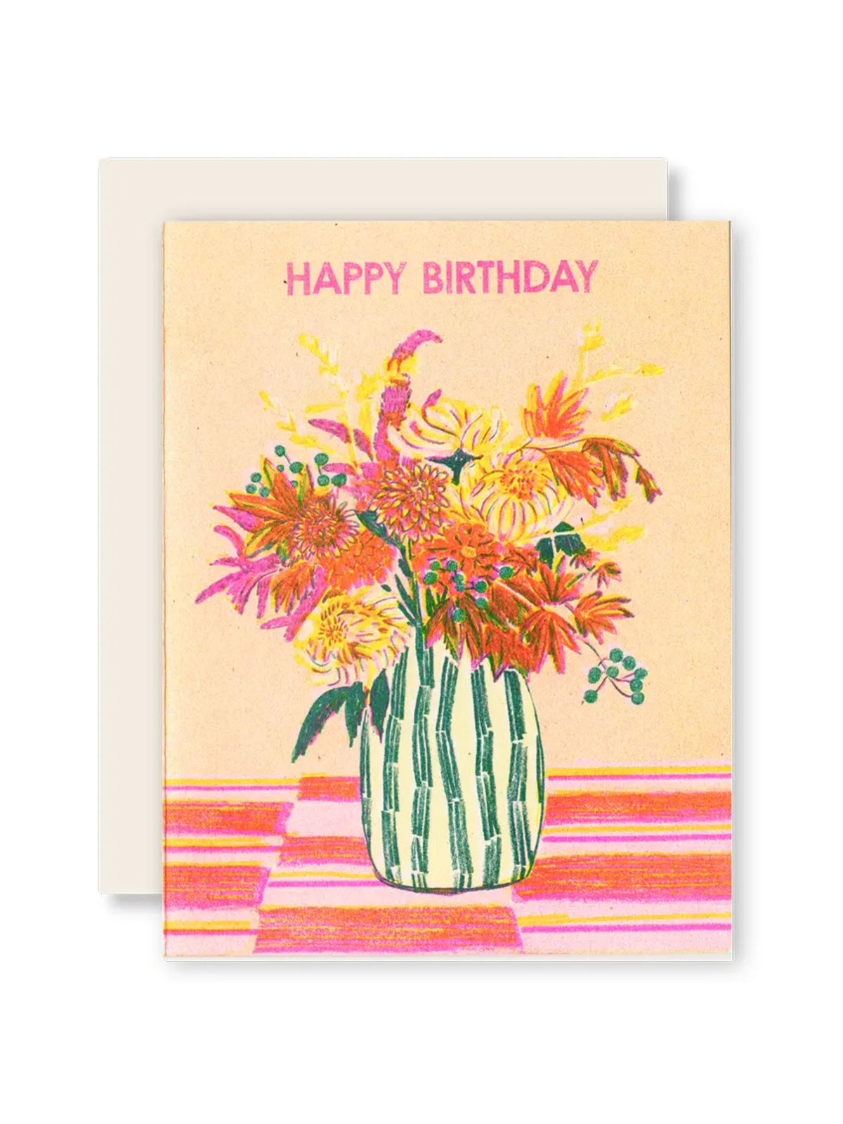 Happy Birthday (Stripes) Risograph Card