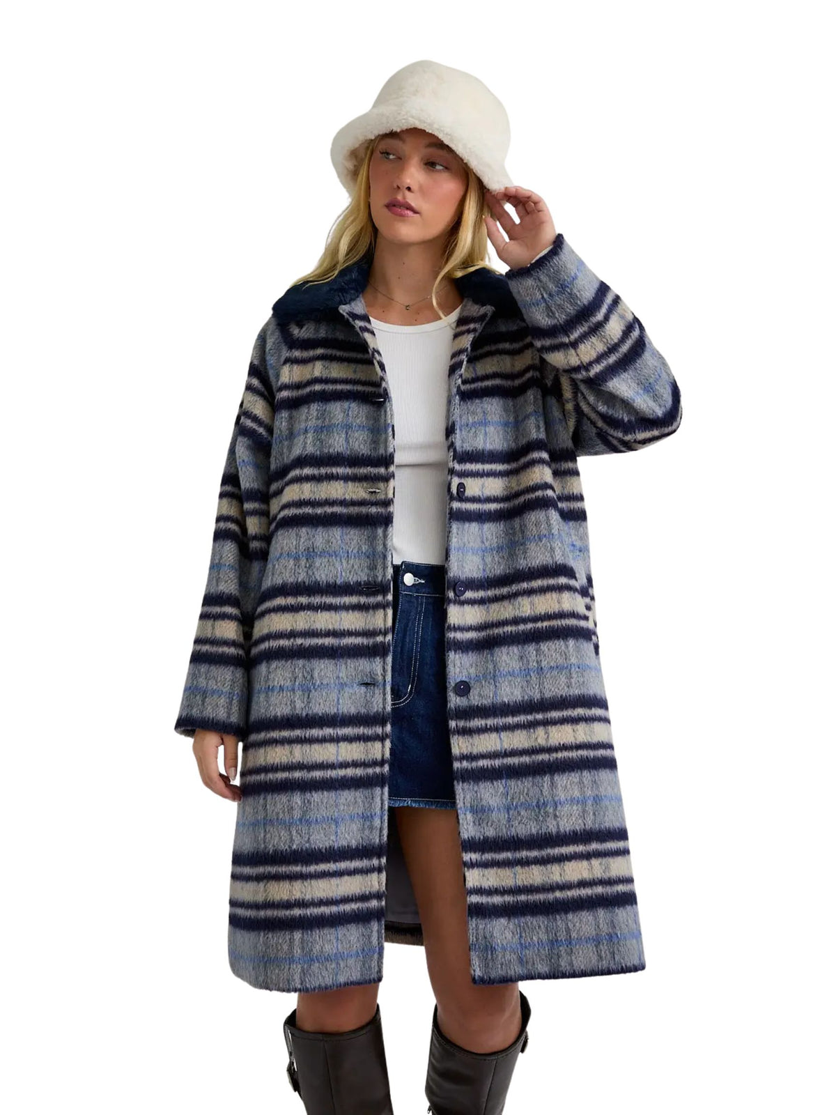 A-Line Plaid Coat