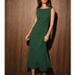 Boat Neck Cowl Back Bias Cut Midi Dress