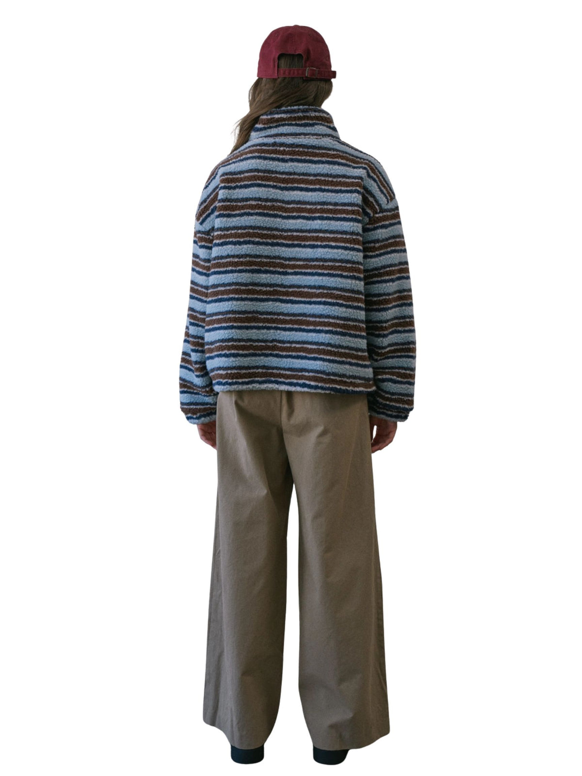 Cozy Stripe Sherpa Half Zip Pullover