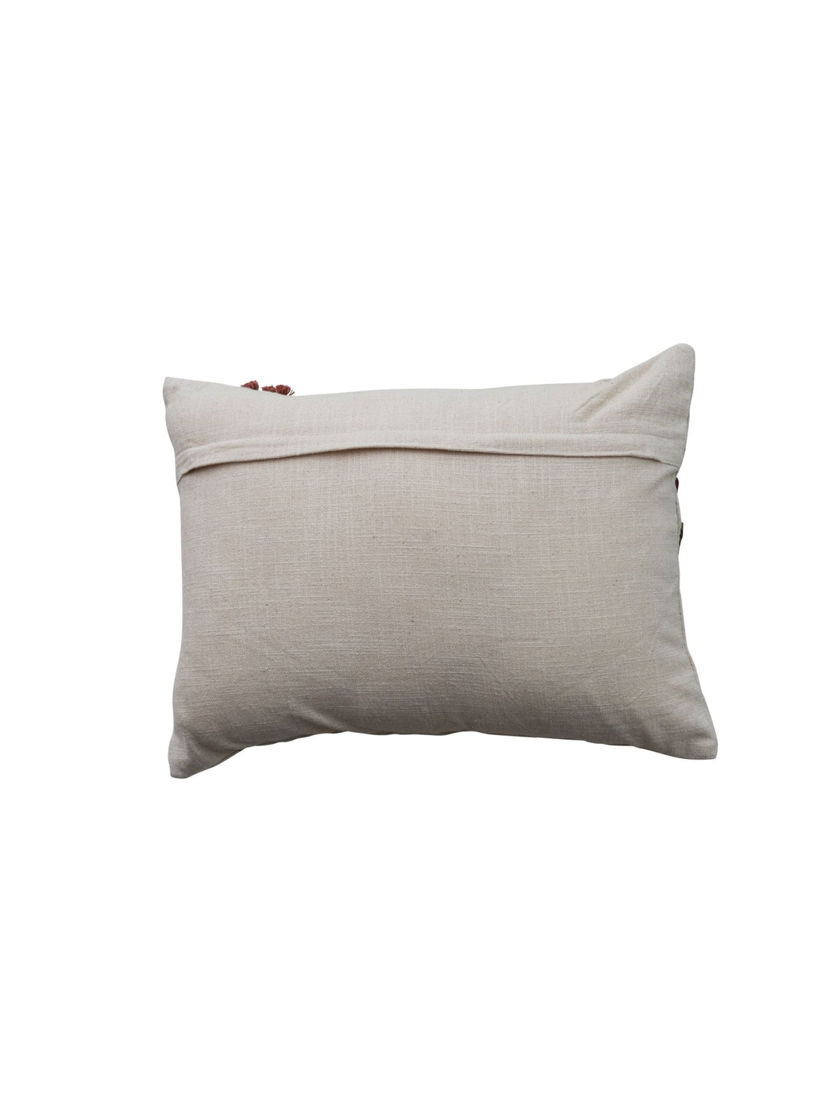 Cotton Slub Lumbar Pillow with Hand-Embroidered Flowers