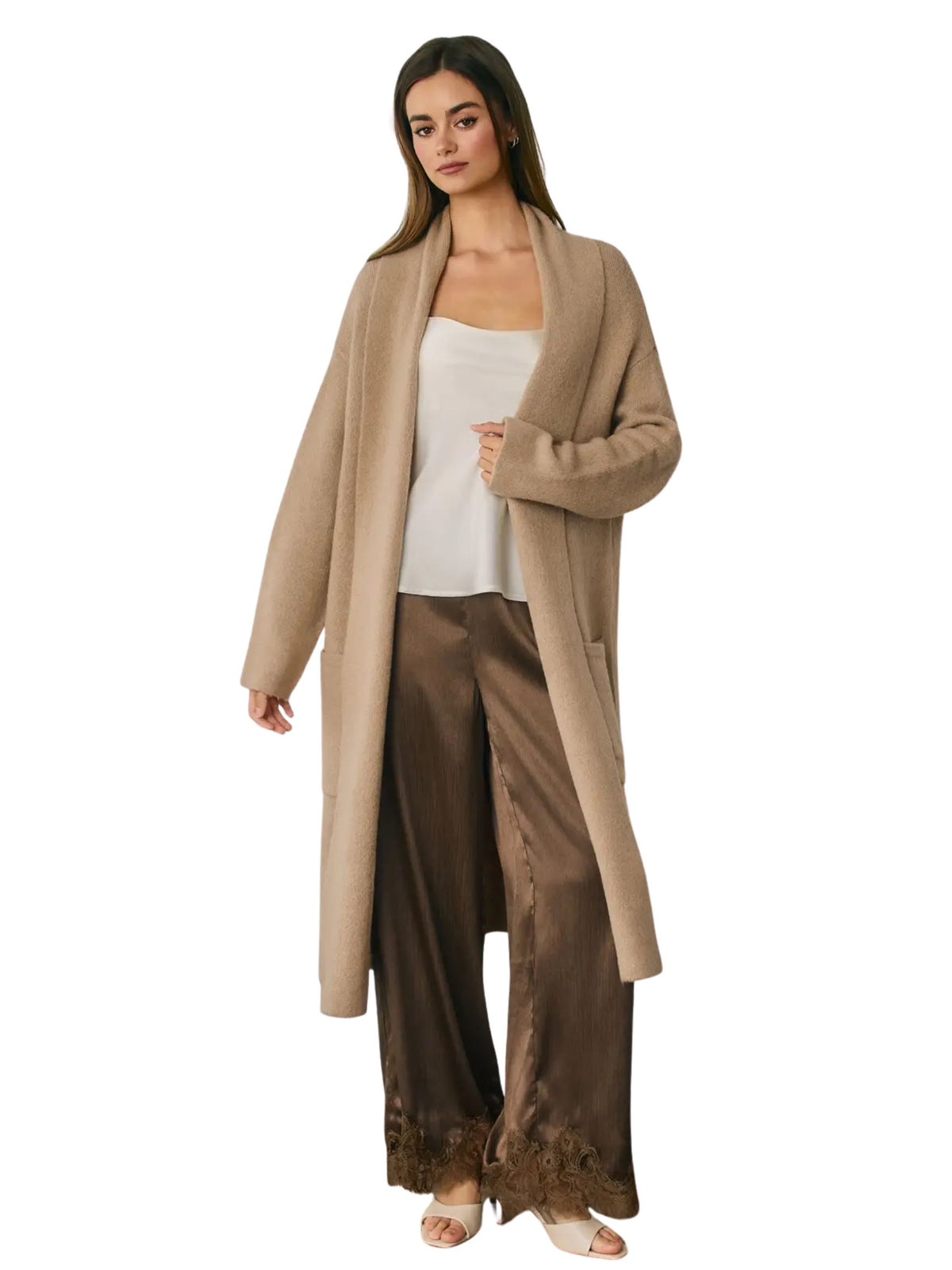 Relaxed Open Front Long Cardigan