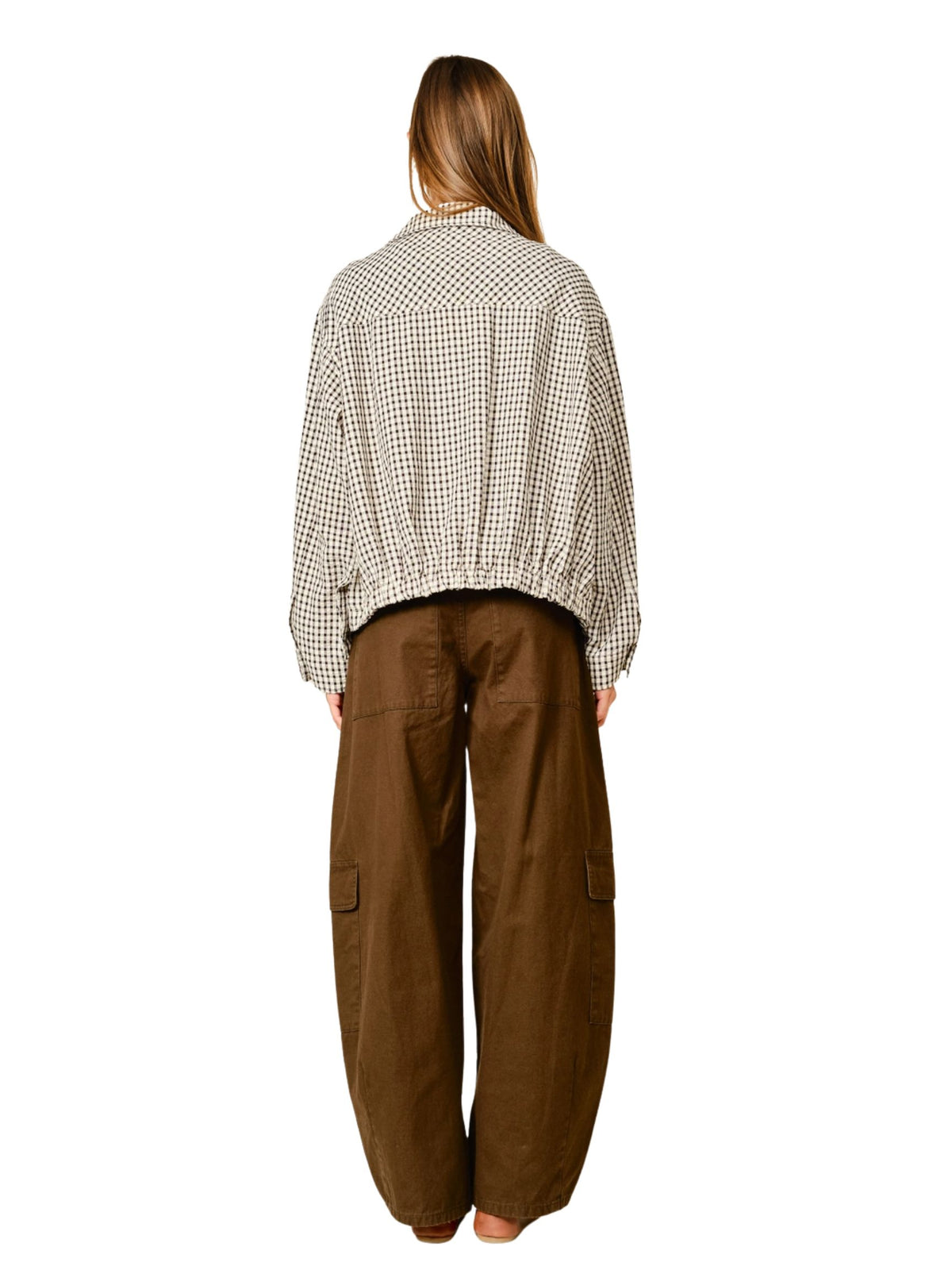 Plaid Funnel Neck Bomber Jacket