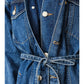 Double Placket Belted Denim Jacket