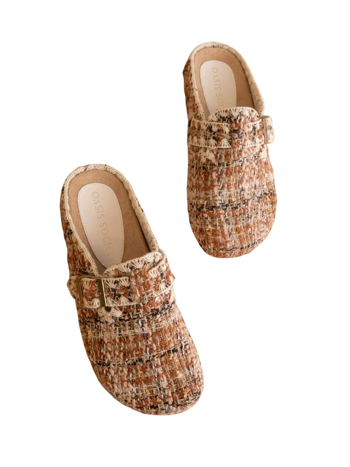 The Teri Chai Tweed Buckle Mule