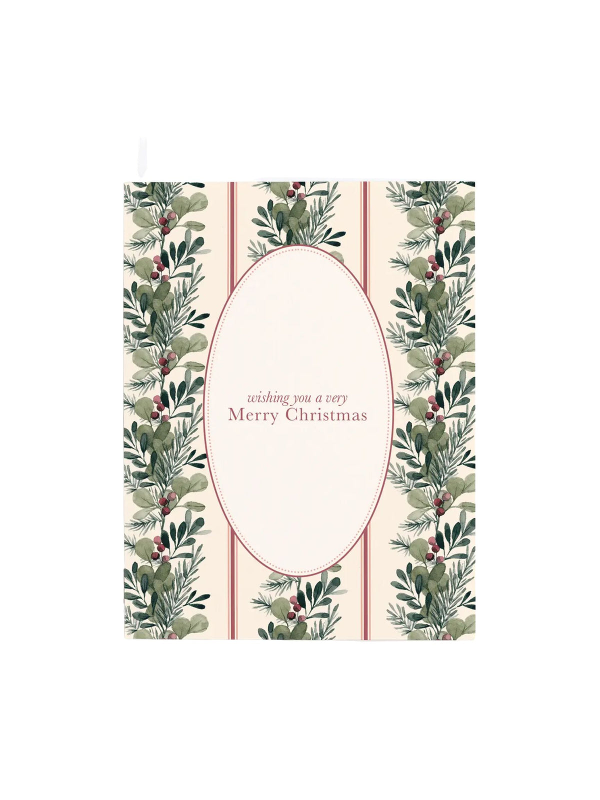 Watercolor Holiday Greenery Merry Christmas Card