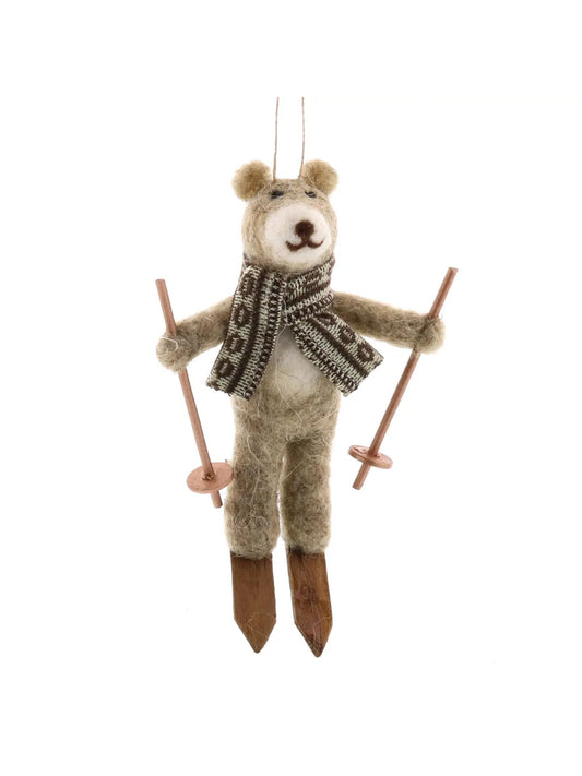 Felt Bear on Skis Ornament