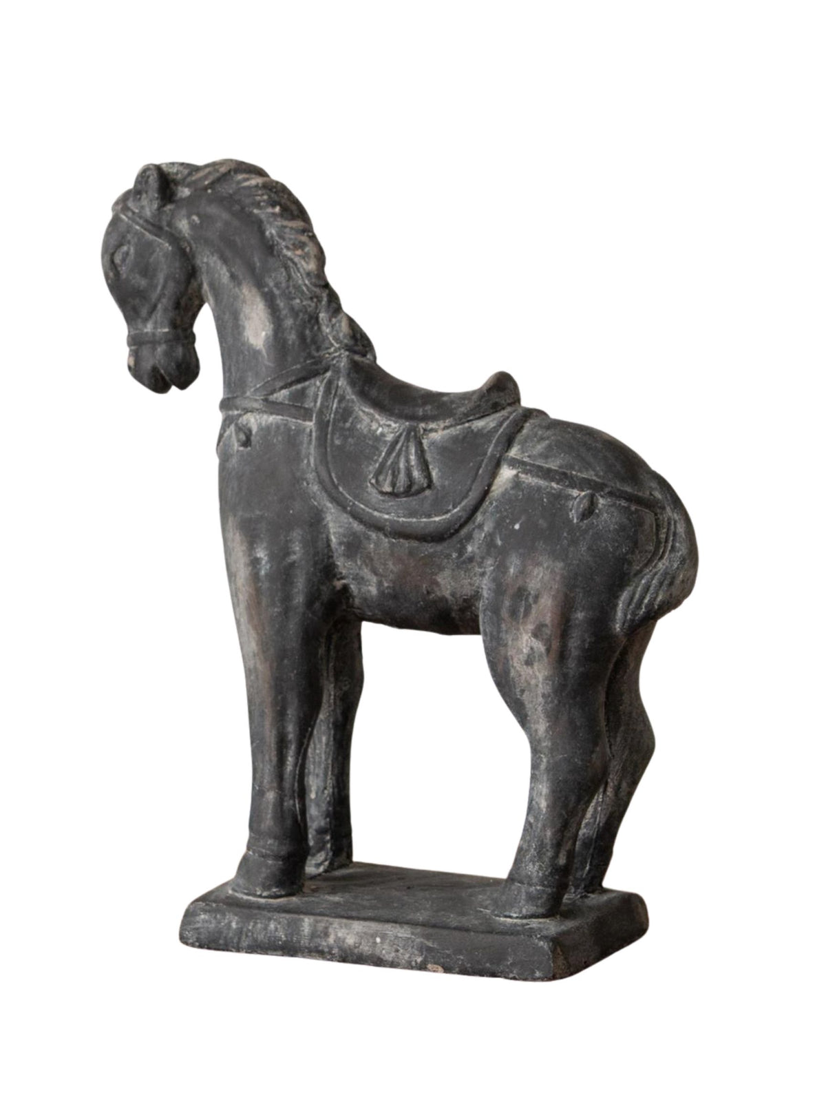 Black Distressed Cement Horse - Pick Up Only
