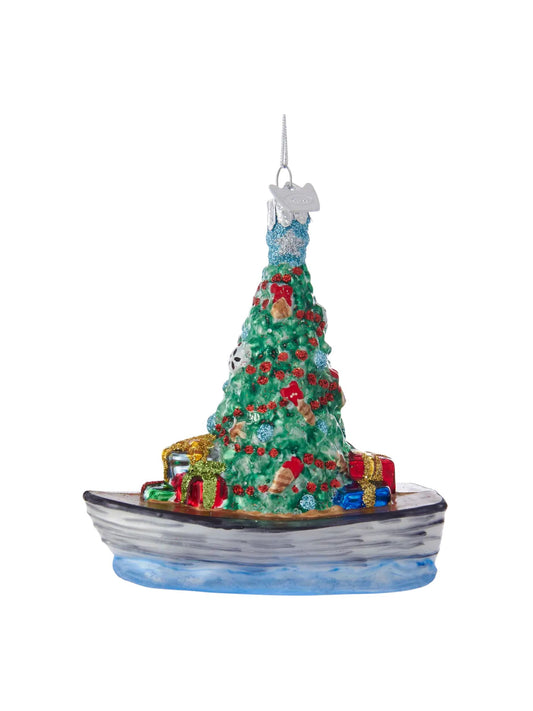 Glass Boat w/ Tree Ornament