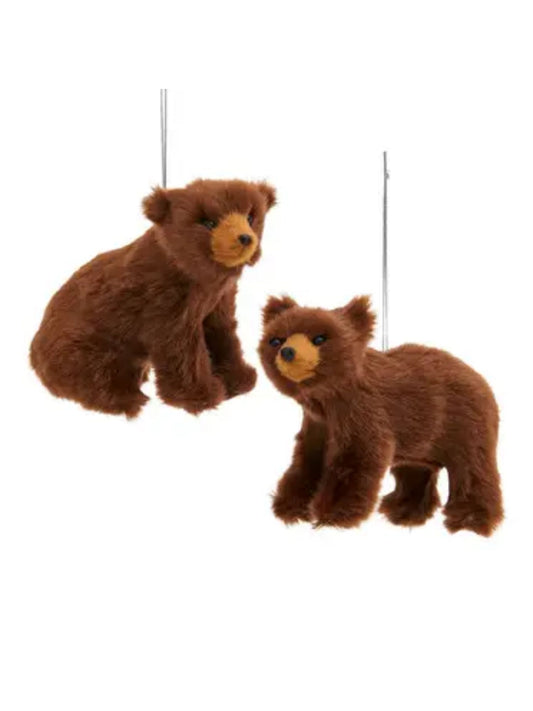 Furry Brown Bear Ornament
