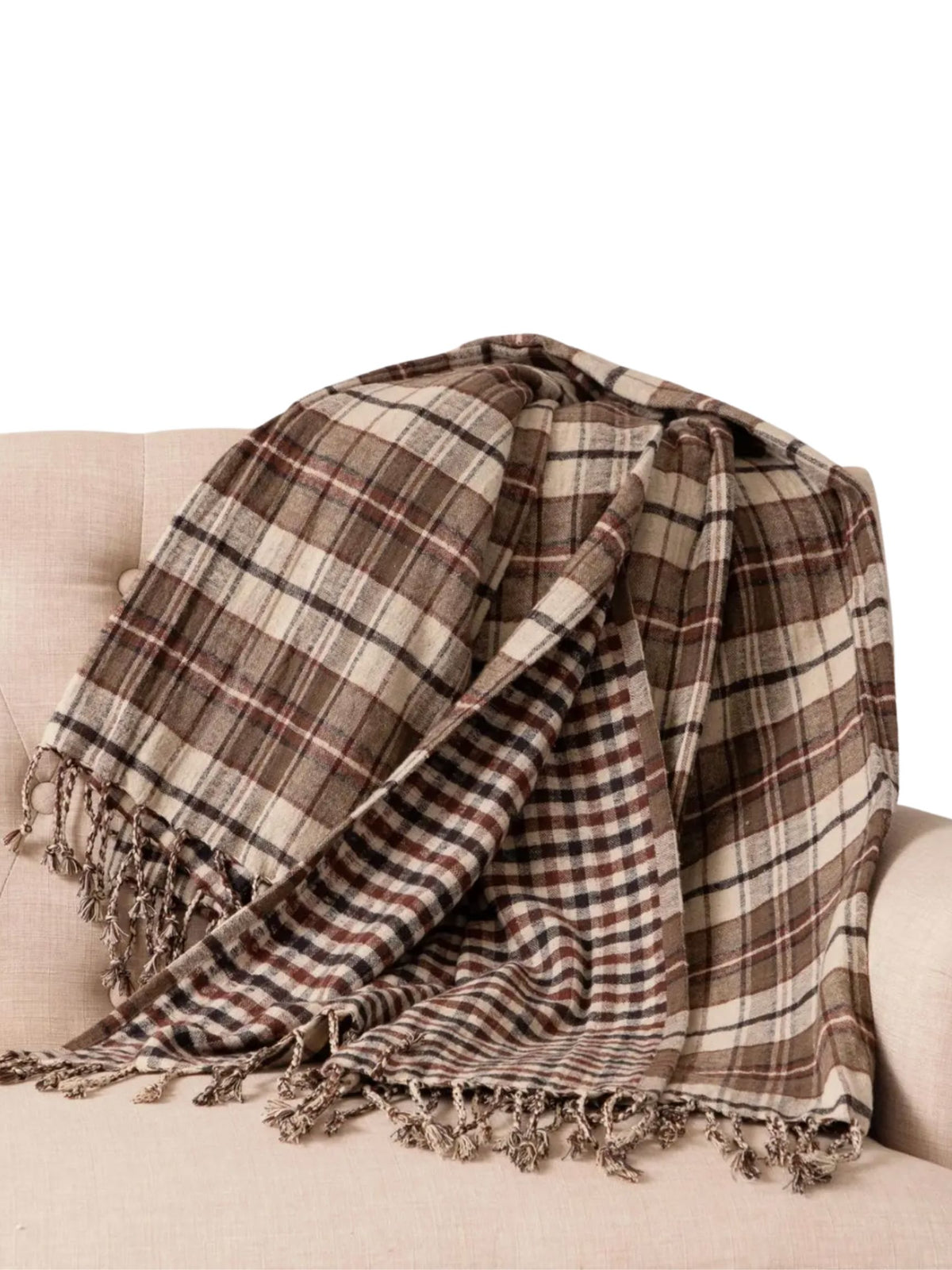 Brown Plaids, Reversible Brushed Cotton Throw