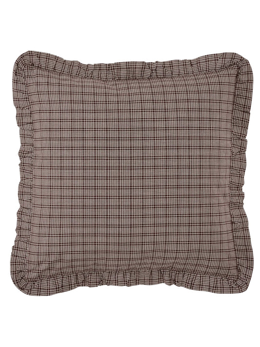 Coffee Brown Plaid Ruffled Euro Pillow - Cover Only