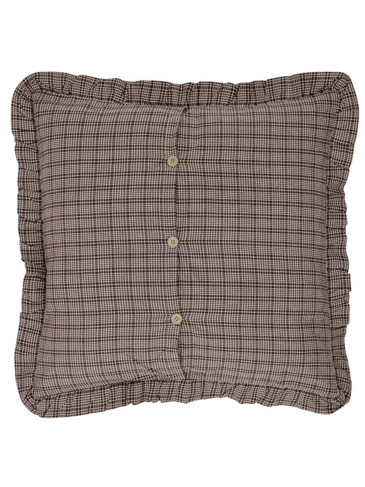 Coffee Brown Plaid Ruffled Euro Pillow - Cover Only