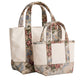 Floral Brocade Detail Canvas Tote Bag - Beige