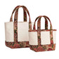 Floral Brocade Detail Canvas Tote Bag - Mauve
