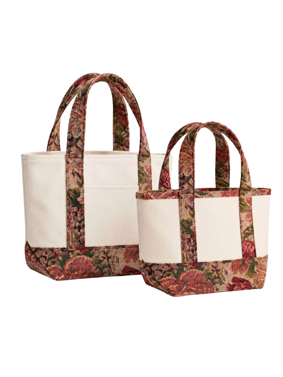 Floral Brocade Detail Canvas Tote Bag - Mauve