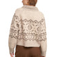 Mock Neck Fair Isle Printed Sweater Cardigan