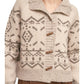 Mock Neck Fair Isle Printed Sweater Cardigan