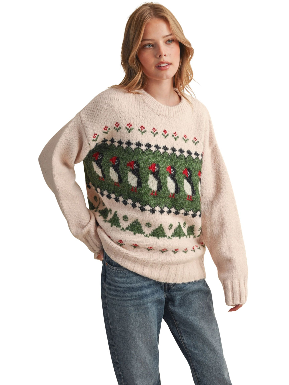 Puffin Motif Sweater