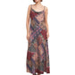 Patchwork Fabric Cowl Neck Midi Dress