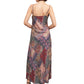 Patchwork Fabric Cowl Neck Midi Dress