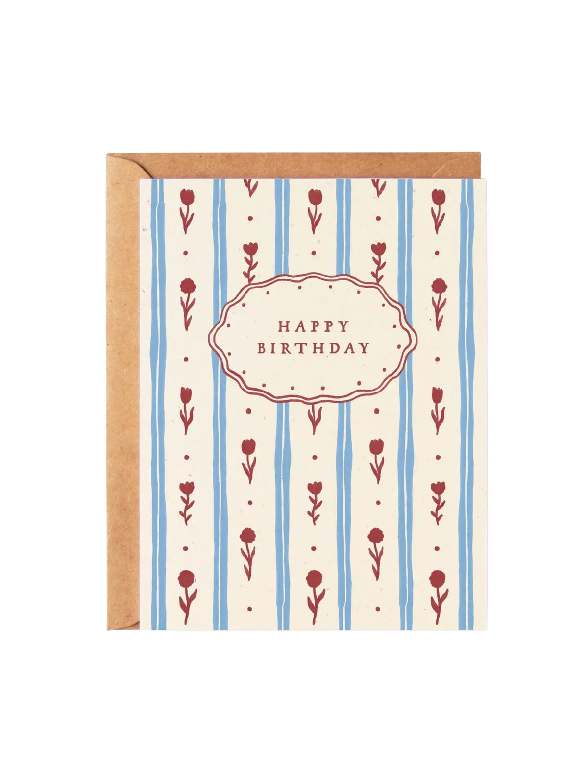 Happy Birthday - Floral Stripes Card