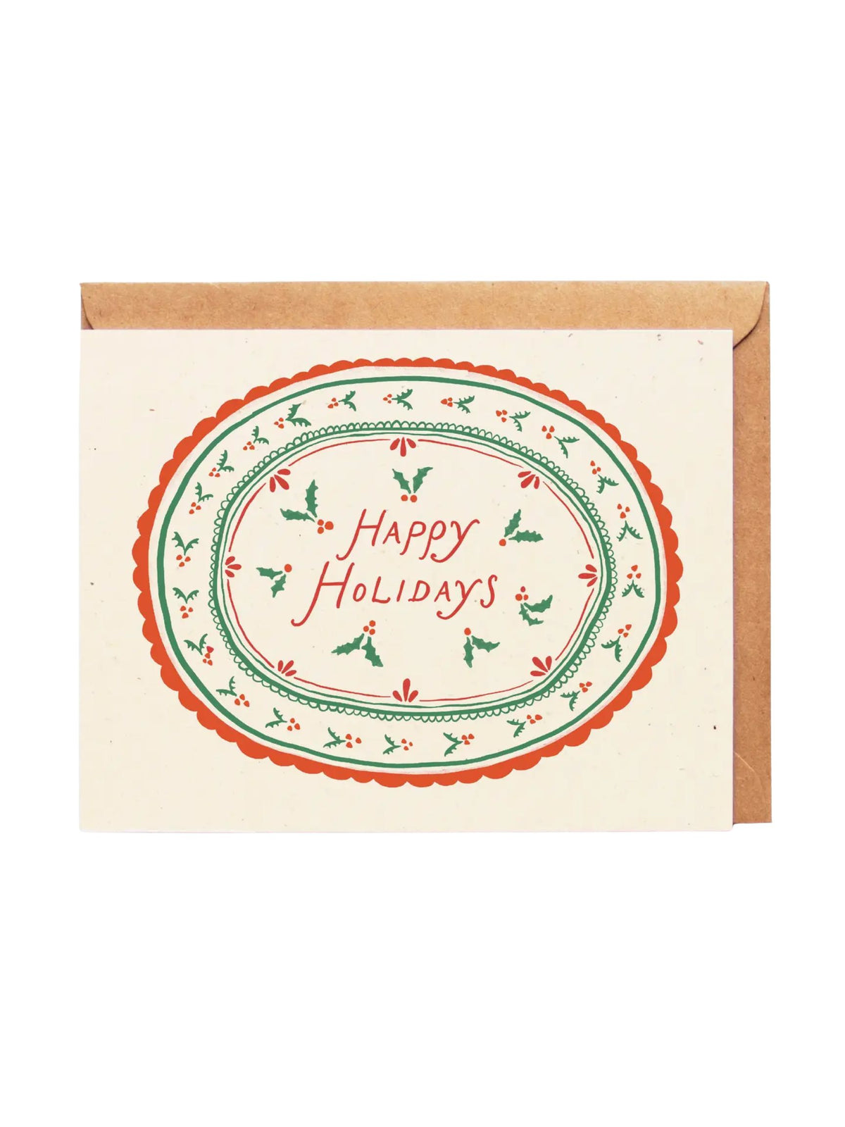 Happy Holidays - Cottage Holly Sprigs - Greeting Card