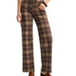 High Rise Full Length Straight Jean - Brown Plaid