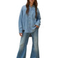 Woven Cotton Chambray Denim Button-Down Shirt