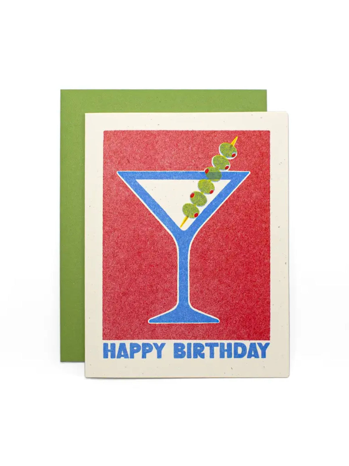 Happy Birthday Martini Risograph Card