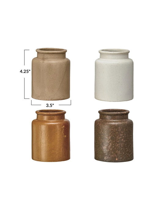 Vintage Reproduction Mustard Crock, 4 Colors