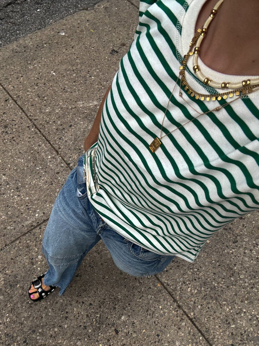 Green Apple Striped Top