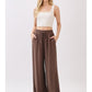Solid Drawstring Waist Wide Leg Pant