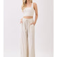 Solid Drawstring Waist Wide Leg Pant