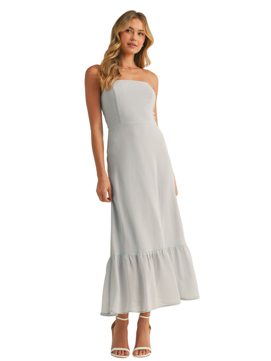 Chiffon Tube Midi Dress