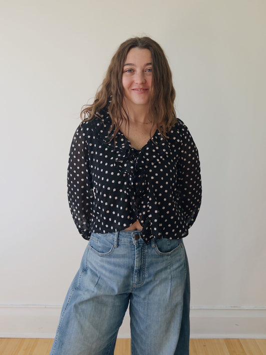 Ruffle Printed Semisheer Top