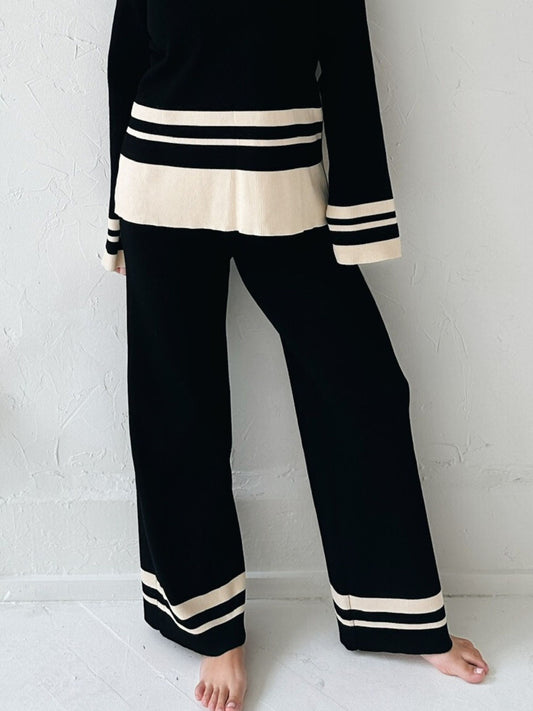 Border Strip Knitted Pants