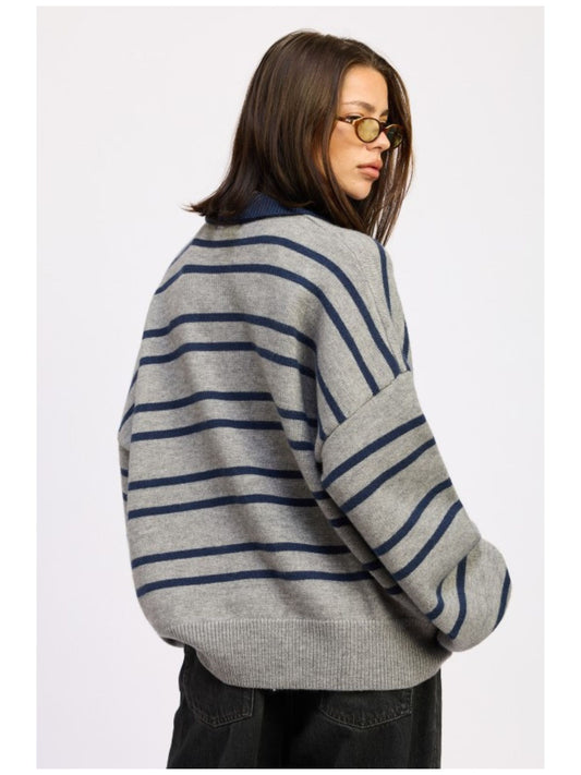 Oversized Stripe Collar Sweater