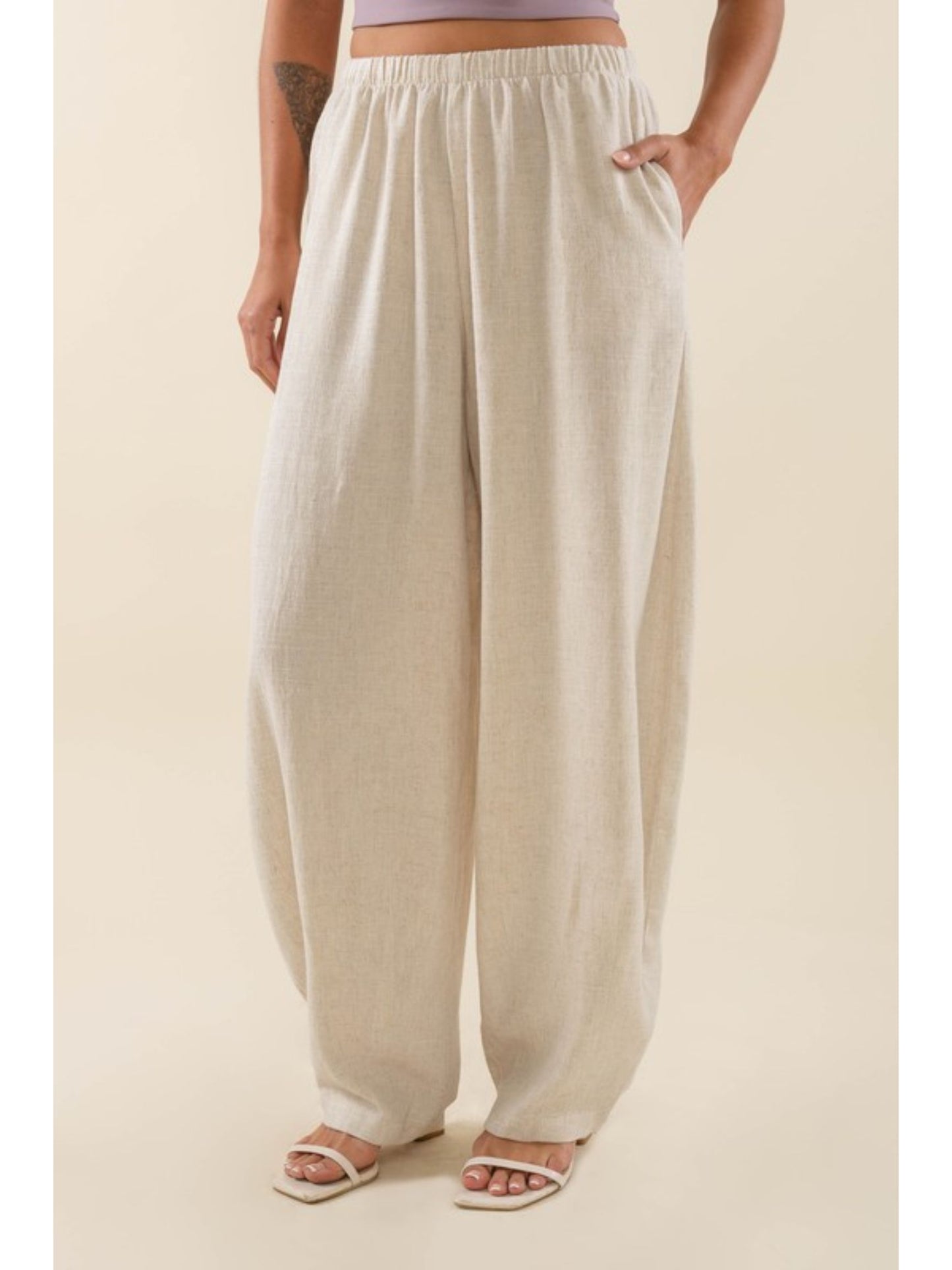 Long Lantern Linen Pant