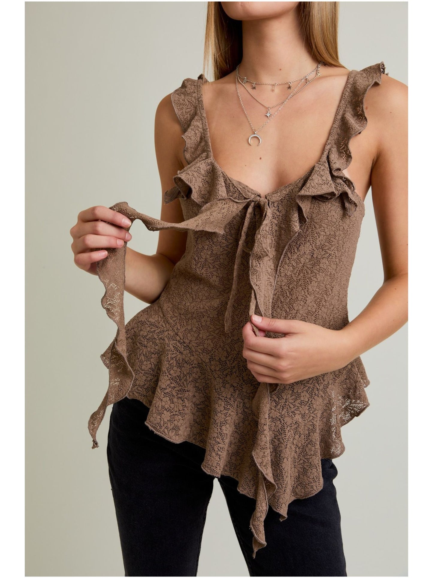 Ruffle Detail Asymmetrical Top