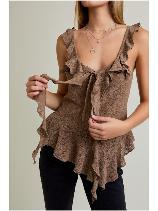 Ruffle Detail Asymmetrical Top