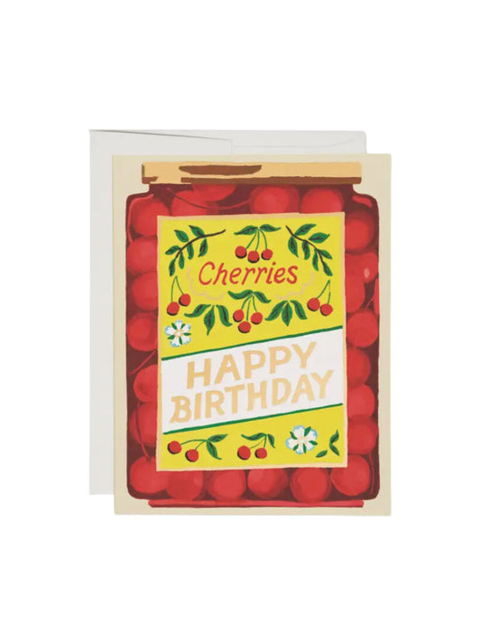 Jar of Cherries Birthday Greeting Card