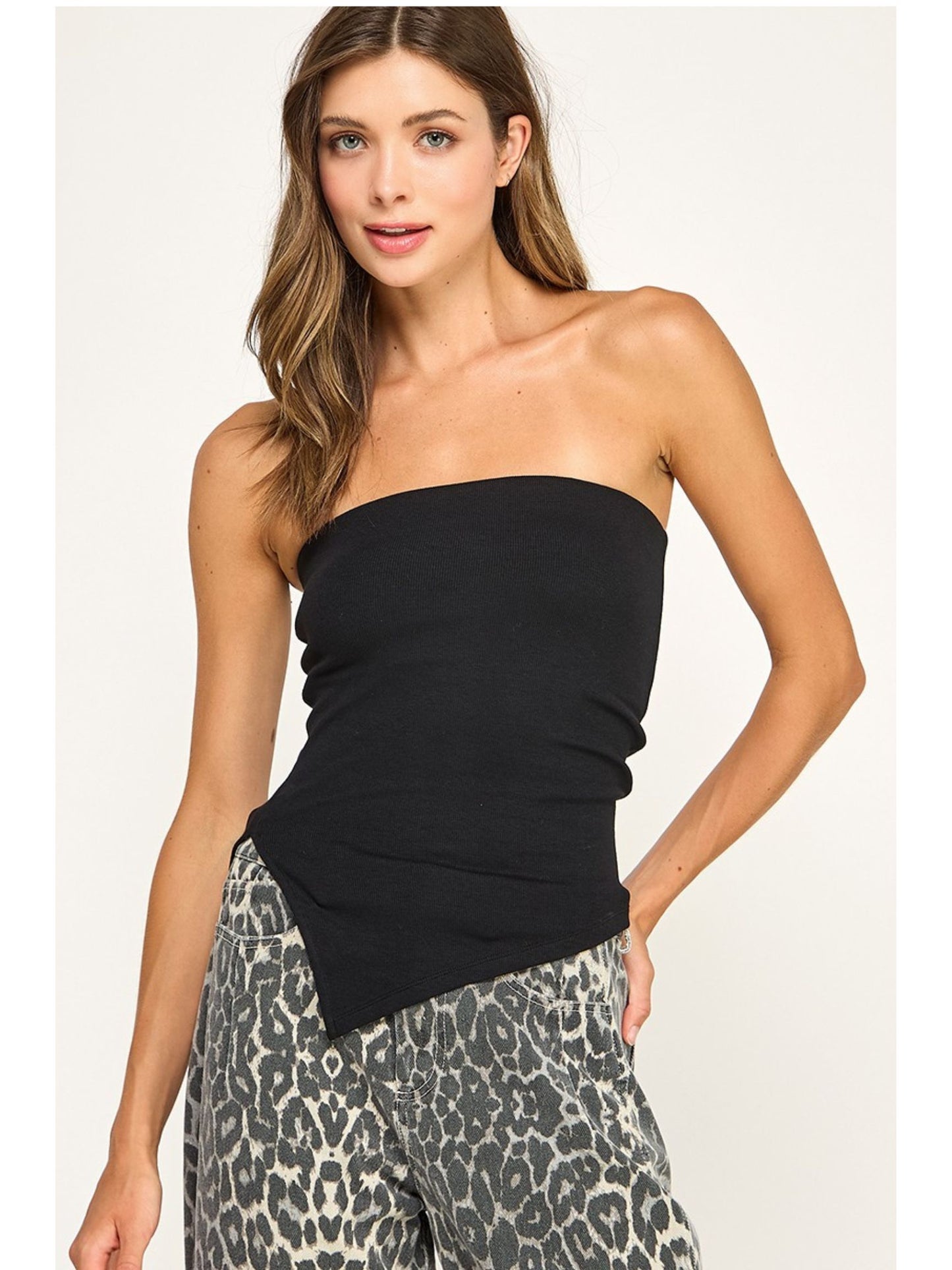 Asymmetrical Hem Bandeau Top
