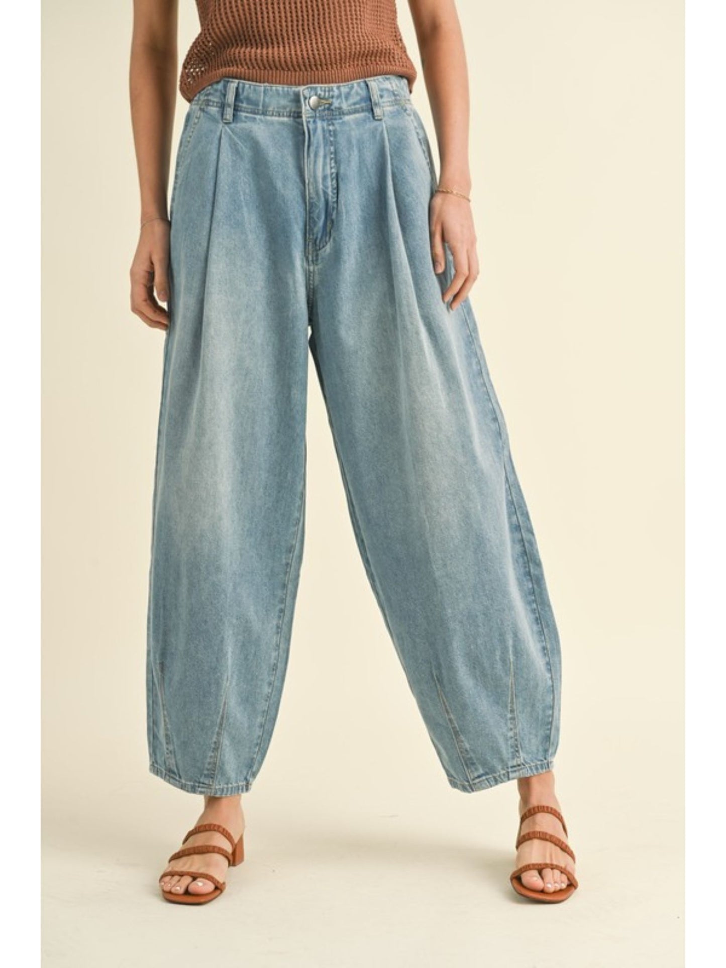 Gina Pleat Denim Pants