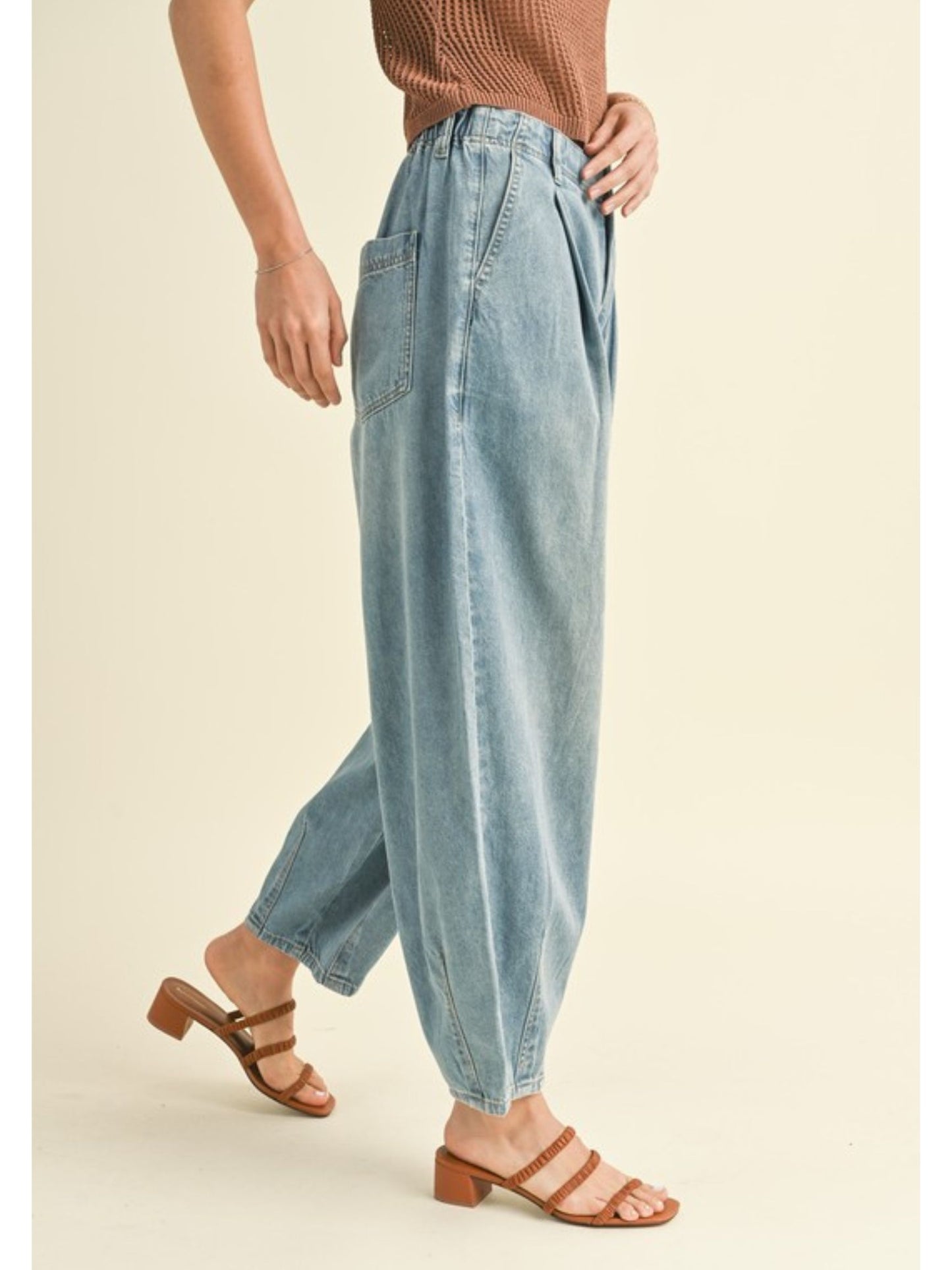 Gina Pleat Denim Pants