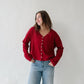 Red Pointelle Button Down
