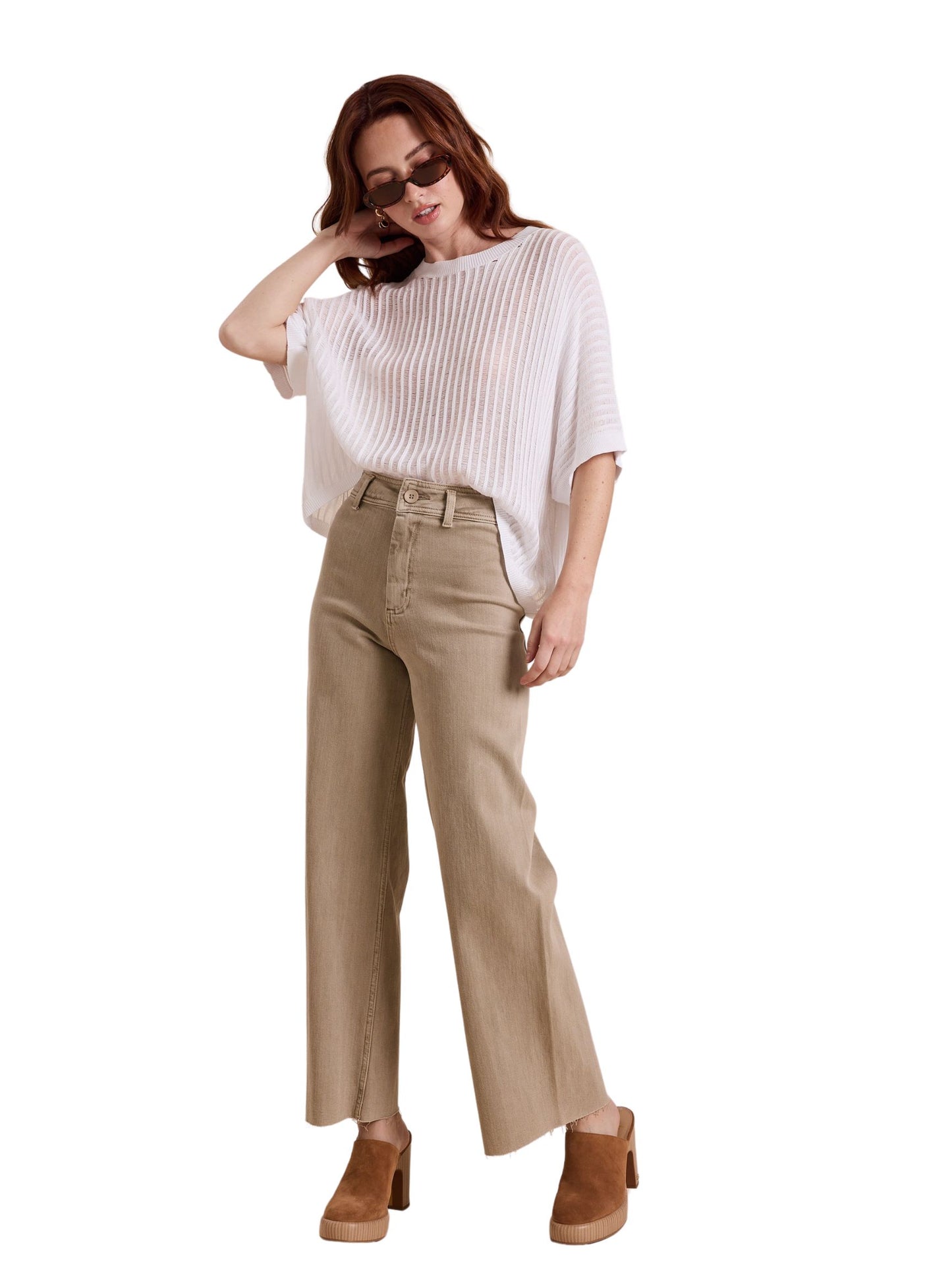 Franny Straight Wide Leg Pants - Stone